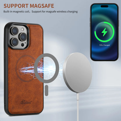 Telefoonhoes van leer met Kaarthouder en Magnetische Pocket.