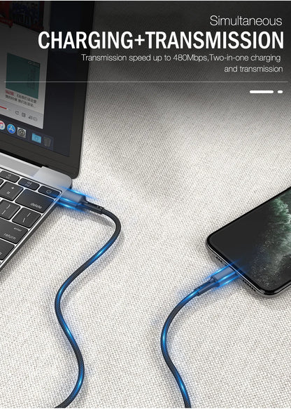 Snelle oplaad USB-kabel voor iPhone 11, 12, 13, 14 Pro, X Max, 6s, 7, 8 Plus en Apple iPad
