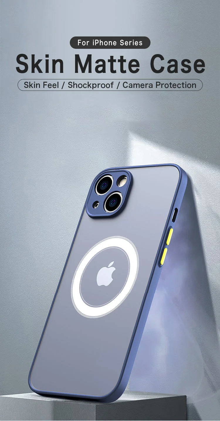Luxe Matte Magnetische MagSafe Hoes voor Draadloos Opladen voor iPhone 16 15 14 Pro Max Plus.