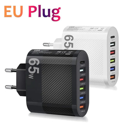 6-poorts oplader: 5× USB-A + 1× USB-C