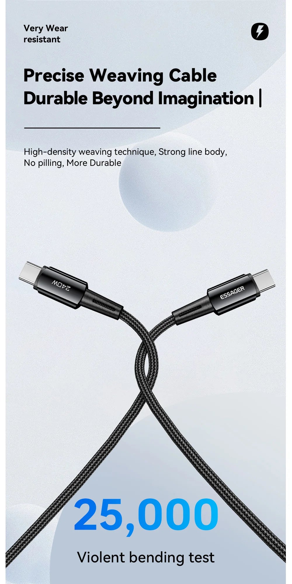 240W Super Fast Charging Kabel Type C naar Type C