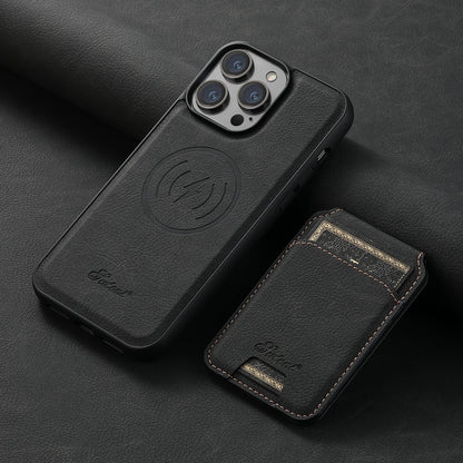 Telefoonhoes van leer met Kaarthouder en Magnetische Pocket.