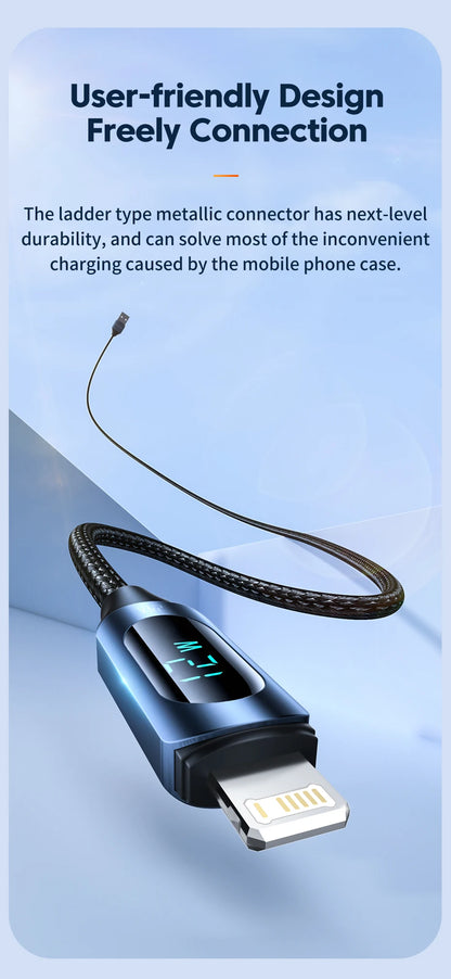 USB-2,4A displaykabel voor iPhone 14, 13, 12 Pro Max, XS, X, 8 Plus buigzame draad