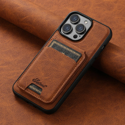 Telefoonhoes van leer met Kaarthouder en Magnetische Pocket.