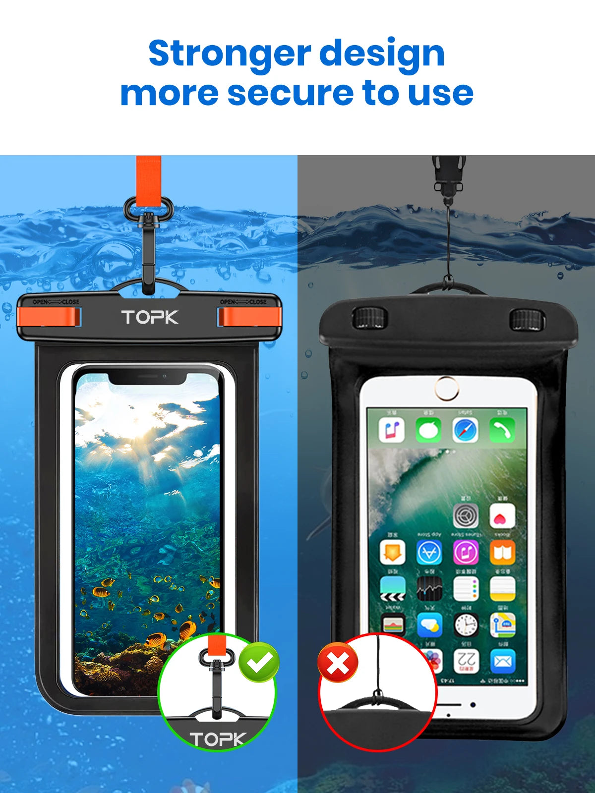 Universele Waterdichte Telefoonhoes IPX8 – 215x115 mm, tot 30m diep