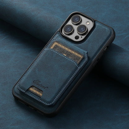 Telefoonhoes van leer met Kaarthouder en Magnetische Pocket.