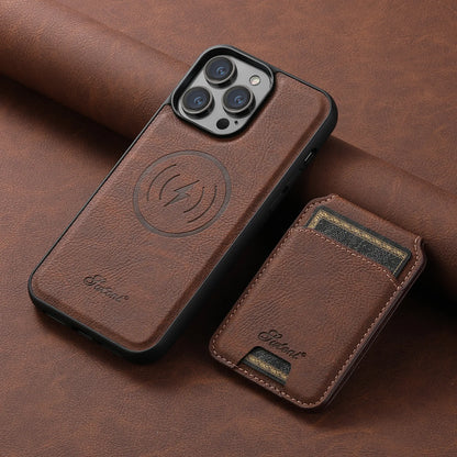 Telefoonhoes van leer met Kaarthouder en Magnetische Pocket.