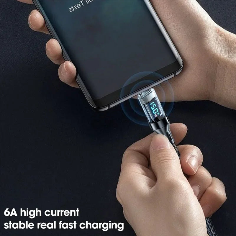 120W Snellader kabel Type C naar USB-C met digitale weergave