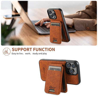 Telefoonhoes van leer met Kaarthouder en Magnetische Pocket.