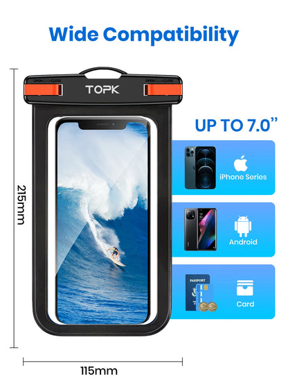 Universele Waterdichte Telefoonhoes IPX8 – 215x115 mm, tot 30m diep
