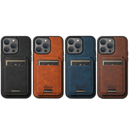 Telefoonhoes van leer met Kaarthouder en Magnetische Pocket.