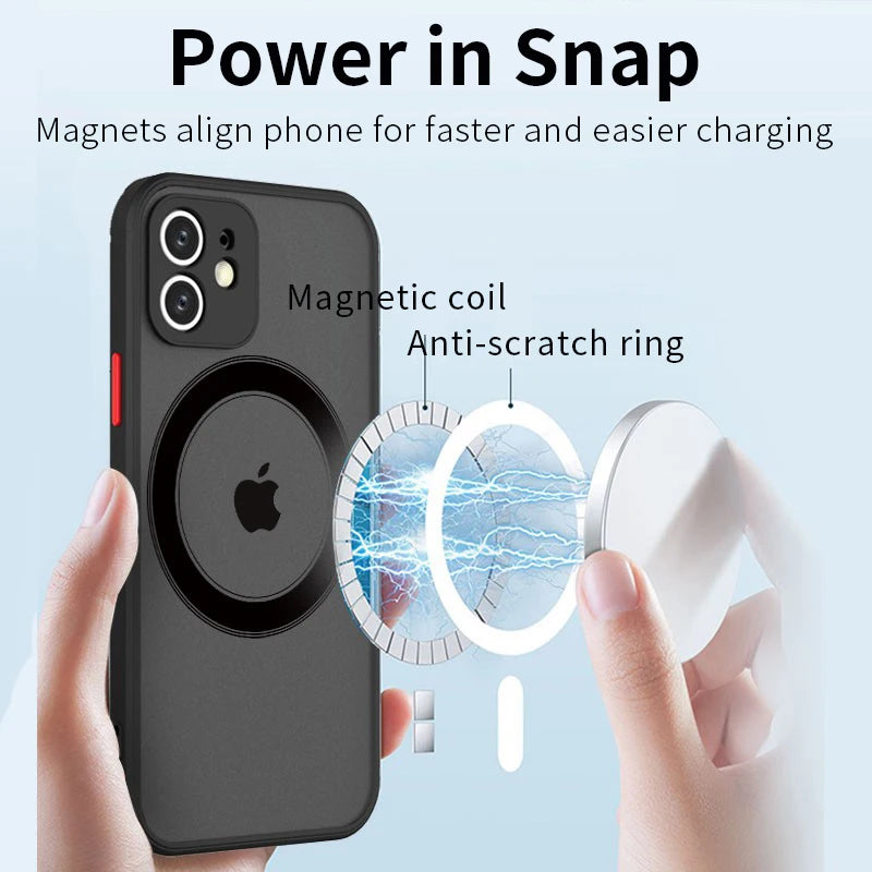 Luxe Matte Magnetische MagSafe Hoes voor Draadloos Opladen voor iPhone 16 15 14 Pro Max Plus.