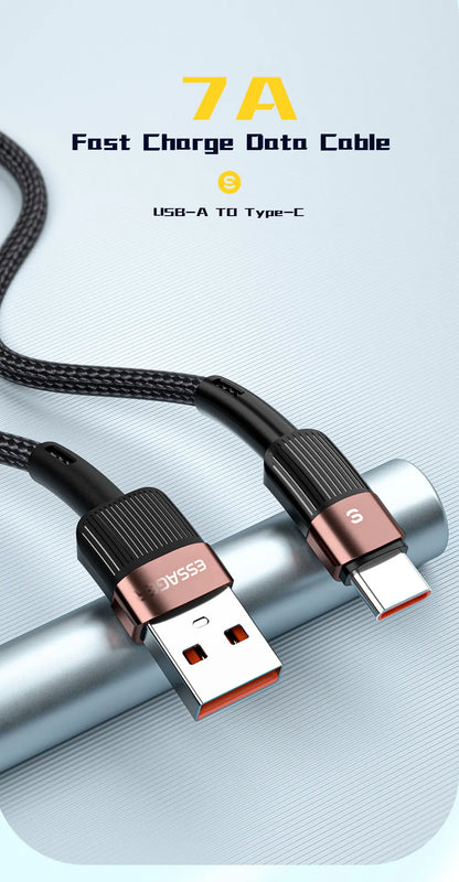 7A USB Type-C Kabel, Brown 7A 100W A To C bruin snelle data kabel