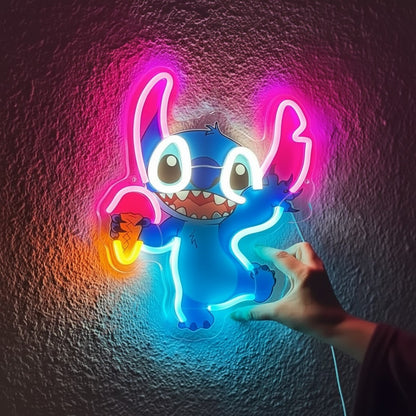 LED-neonlamp Stitch met ijsje – Kinderkamer, Game Room, Slaapkamer, USB, Verstelbare Lichtsterkte