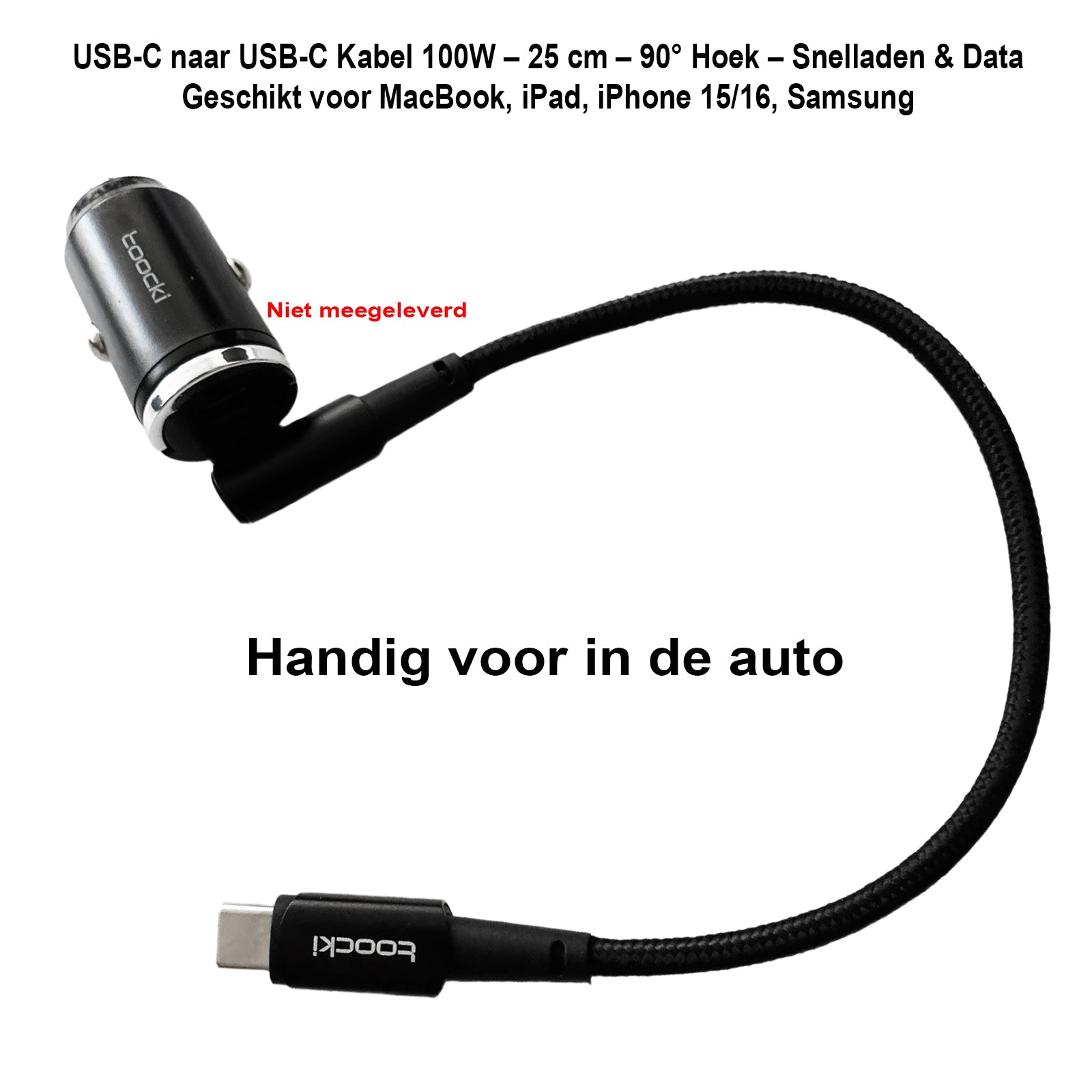 USB-C naar USB-C Kabel 100W – 25 cm