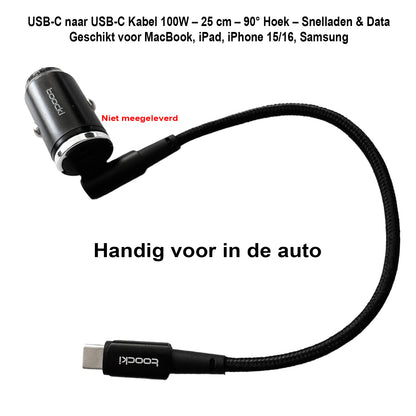 USB-C naar USB-C Kabel 100W – 25 cm