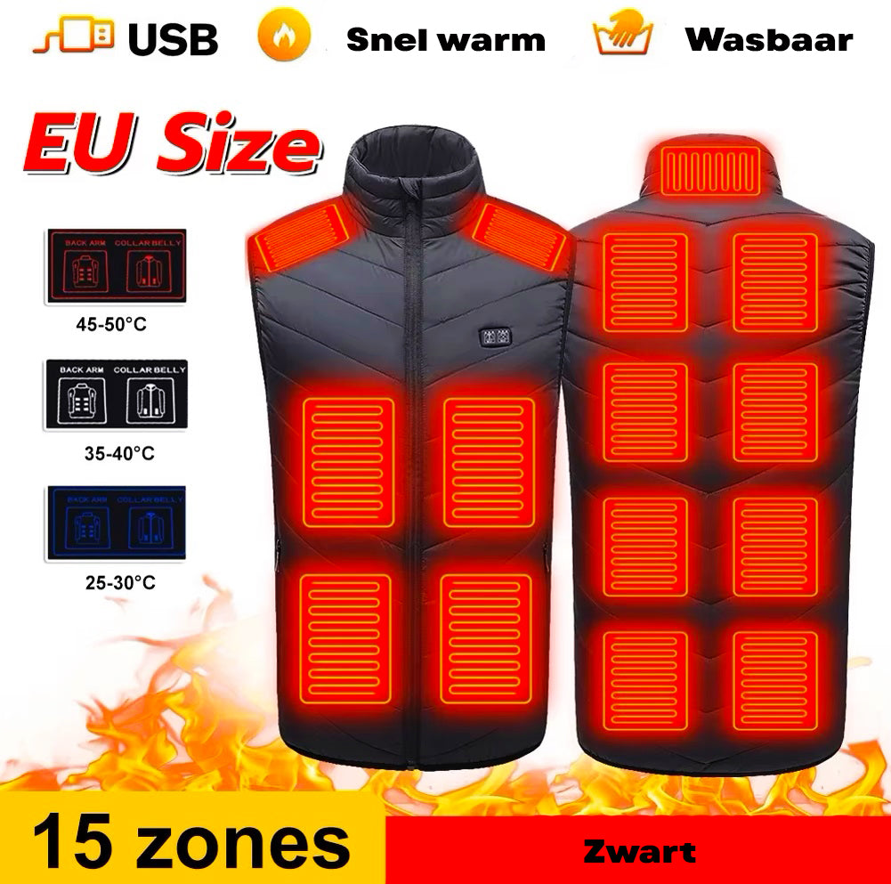 Verwarmde Bodywarmer USB 15 Verwarmingselementen