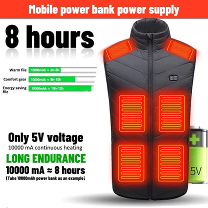 Verwarmde Bodywarmer USB 15 Verwarmingselementen