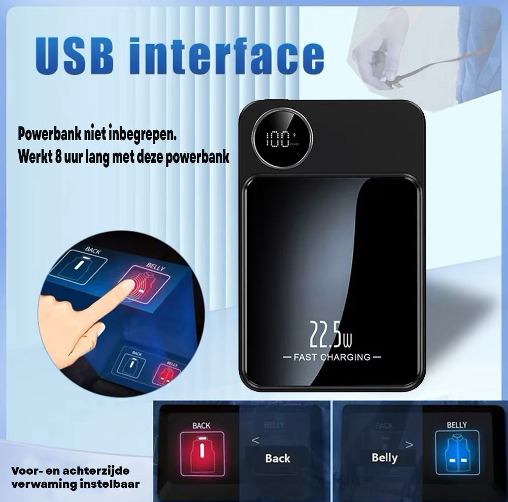 Verwarmde Bodywarmer USB 15 Verwarmingselementen
