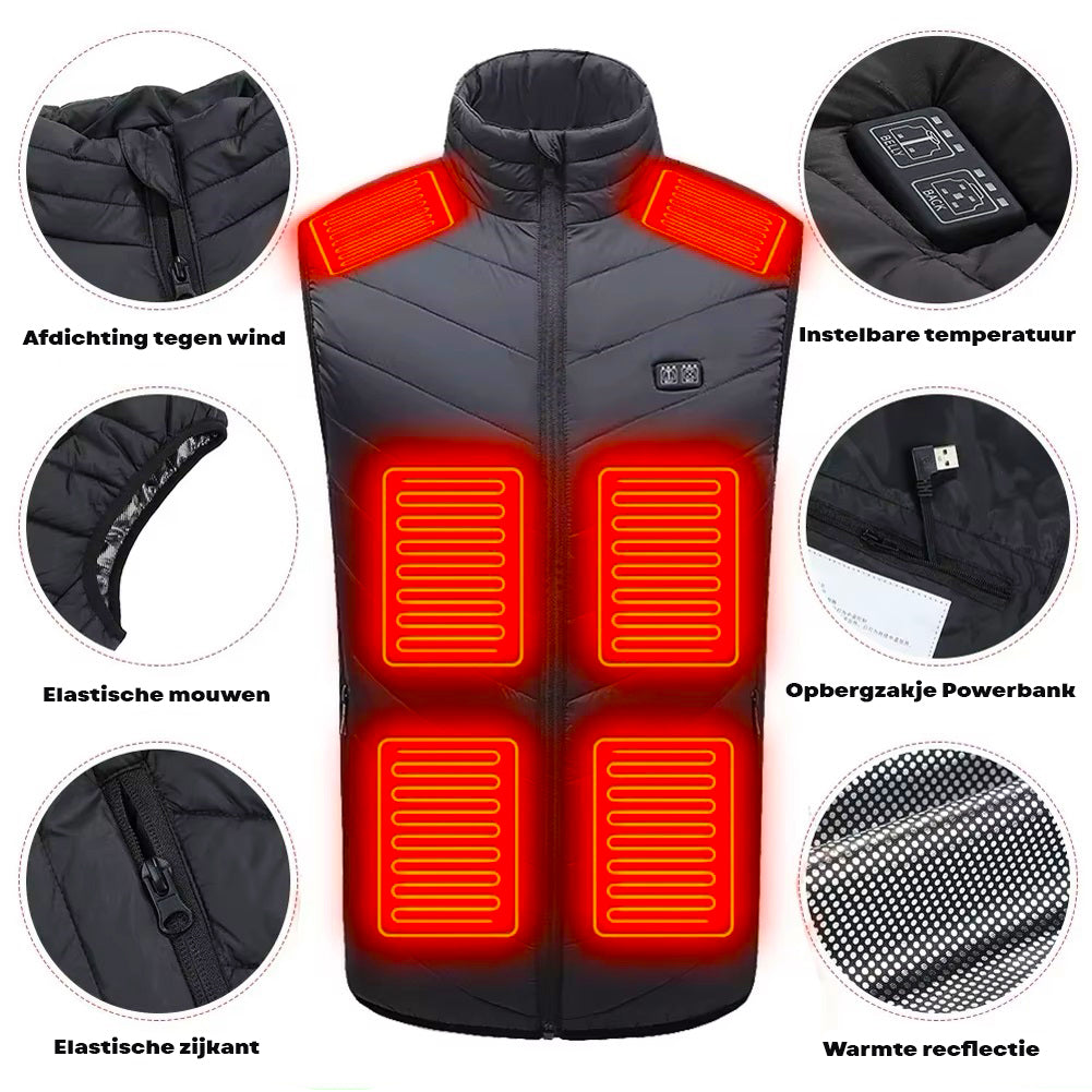 Verwarmde Bodywarmer USB 15 Verwarmingselementen