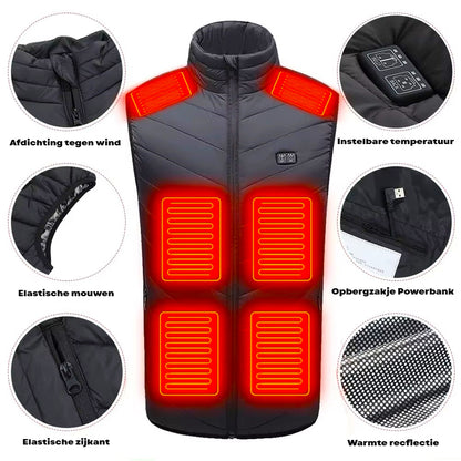 Verwarmde Bodywarmer USB 15 Verwarmingselementen