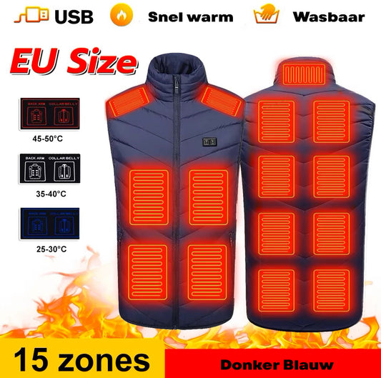 Verwarmde Bodywarmer USB 15 Verwarmingselementen