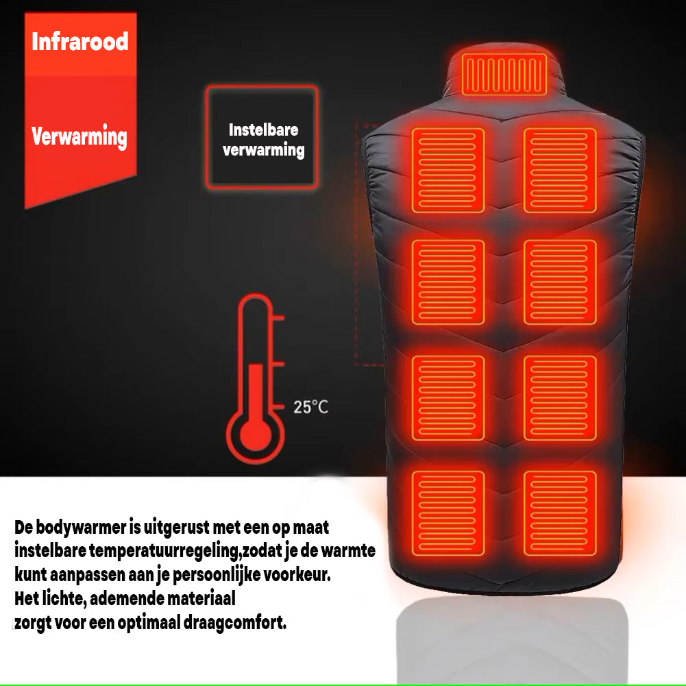 Verwarmde Bodywarmer USB 15 Verwarmingselementen